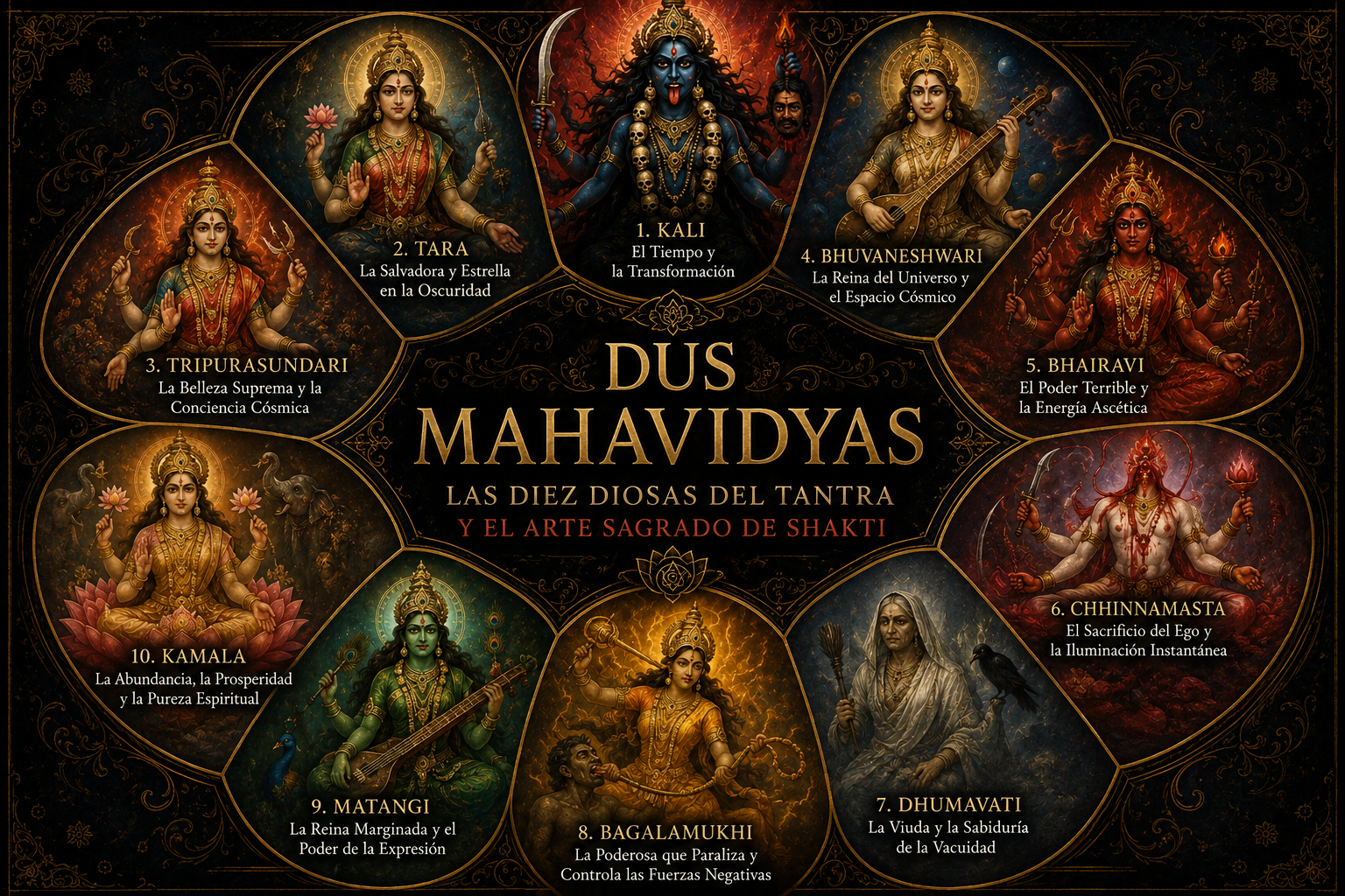 Dus Mahavidyas: Las Diez Diosas del Tantra y el Arte Sagrado de Shakti